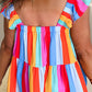 Ruffled Color Block Square Neck Top