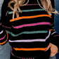 Striped Round Neck Dropped Shoulder Sweater