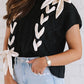 Lace-Up Mock Neck Short Sleeve Sweater