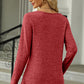 Slit Decorative Button Square Neck T-Shirt