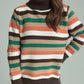 Contrast Stripes Turtleneck Long Sleeve Sweater