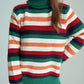 Contrast Stripes Turtleneck Long Sleeve Sweater