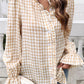 Frill Ruffled Plaid Long Sleeve Shirt