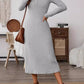 Collared Neck Long Sleeve Midi Dress