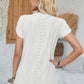 Decorative Button Eyelet V-Neck Short Sleeve T-Shirt