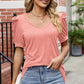 Round Neck Ruffle Trim Short Sleeve T-Shirt