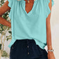 Ruffled Notched Cap Sleeve T-Shirt