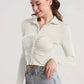 Ruched Button Up Long Sleeve T-Shirt