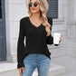 Lace Detail V-Neck Long Sleeve T-Shirt