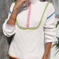 Contrast Half Zip Drop Shoulder Sweater