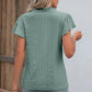 Eyelet Notched Flutter Sleeve T-Shirt