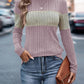 Color Block Round Neck Long Sleeve Top