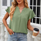 Notched Cap Sleeve T-Shirt