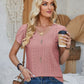 Decorative Button Eyelet V-Neck Short Sleeve T-Shirt