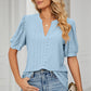 Eyelet Notched Short Sleeve T-Shirt