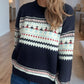 Contrast Round Neck Dropped Shoulder Sweater