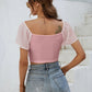 Drawstring Short Sleeve Crop Top