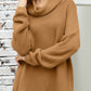 Side Slit Turtleneck Long Sleeve Sweater