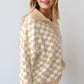 Checkered Collared Neck Long Sleeve Sweater