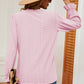 Eyelet V-Neck Flounce Sleeve T-Shirt