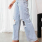 Distressed Wide Leg Jeans with Pockets