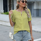 Textured Notched Short Sleeve Blouse