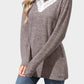 Lace Detail V-Neck Long Sleeve T-Shirt