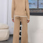 Contrast Trim Round Neck Top and Pants Sweater Set