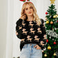 Reindeer Round Neck Long Sleeve Sweater