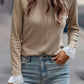 Lace Detail Round Neck Long Sleeve T-Shirt