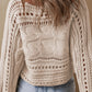 Openwork Cable Knit Long Sleeve Sweater