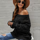 Cable Knit Openwork Off-Shoulder Sweater