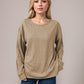 Side Slit Round Neck Long Sleeve T-Shirt