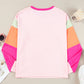 Color Block Round Neck Long Sleeve Top