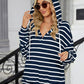 Drawstring Striped Long Sleeve Hoodie