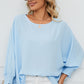 Smocked Lantern Sleeve Round Neck Blouse