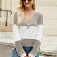 Contrast V-Neck Long Sleeve T-Shirt