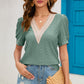 Eyelet V-Neck Short Sleeve T-Shirt
