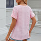 Eyelet V-Neck Short Sleeve T-Shirt