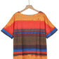 Full Size Color Block Round Neck Half Sleeve T-Shirt