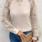 Round Neck Lace Patchwork Long Sleeve Top