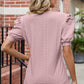 Eyelet Ruffled Round Neck T-Shirt