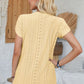 Decorative Button Eyelet V-Neck Short Sleeve T-Shirt