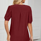 Eyelet Notched Short Sleeve T-Shirt