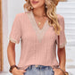 Eyelet V-Neck Short Sleeve T-Shirt