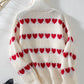 Heart Turtleneck Dropped Shoulder Sweater