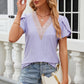 Eyelet V-Neck Petal Sleeve T-Shirt