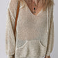 Openwork Dropped Shoulder Hooded Knit Top