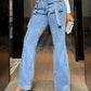 Mid Rise Straight Jeans with Cargo Pockets