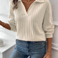 Ribbed Johnny Collar Long Sleeve T-Shirt